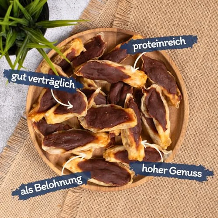 Lyra Pet® Kaninchenohren gefüllt mit Ente, 10 kg getrockneter Kausnack, fettarm, ideal als Belohnung für Hunde, wiederverschließbarer Beutel, reich an Nährstoffen – Bild 1