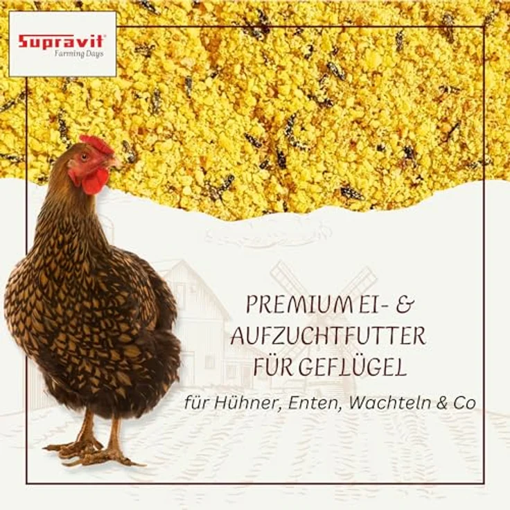 Supravit Aufzucht- & Eifutter für Hühner 2kg | Proteinreiches Ergänzungsfutter für Küken, Legehennen und Junghennen, natürliche Nährstoffversorgung – Bild 2