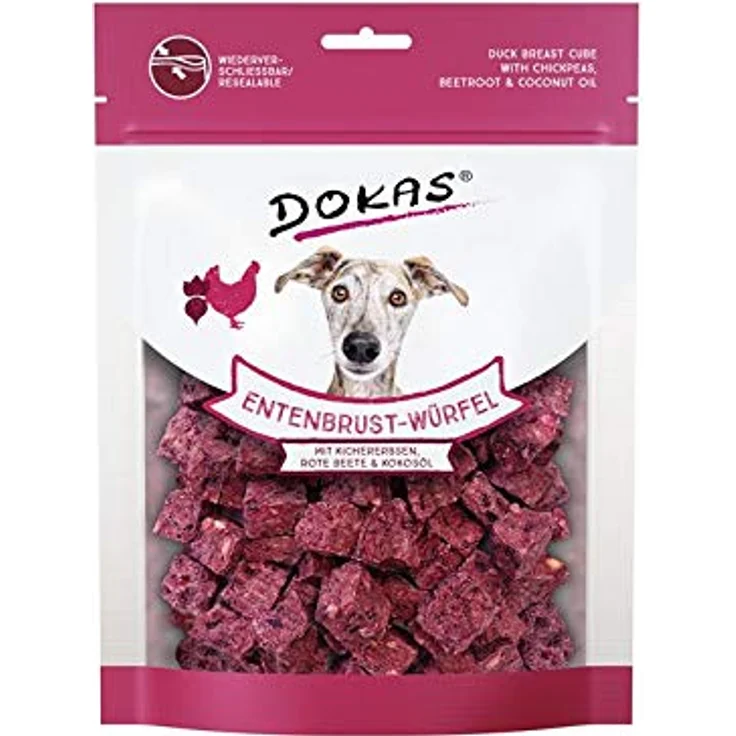 Dokas Entenbrust-Würfel, Hundesnack mit Kichererbsen, Roter Beete und Kokosöl, 150g – Bild 2