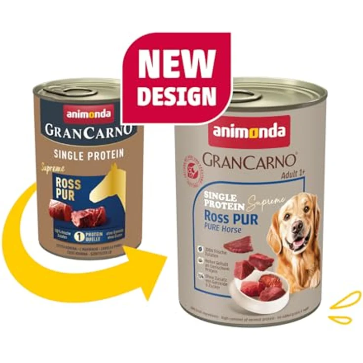 animonda GranCarno Hunde Nassfutter Single Protein Ross pur, getreidefreies Hundenassfutter ohne Zucker, 6 x 400g, für ausgewachsene Hunde mit frischem Pferdefleisch und Innereien – Bild 2