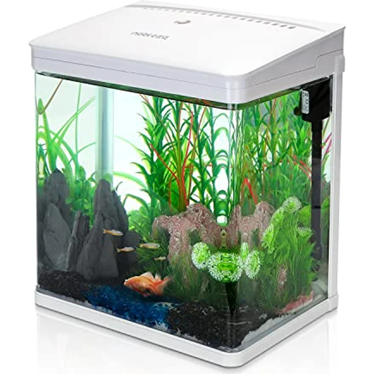 Nobleza Nano-Fischtank-Aquarium 14 Liter mit LED-Beleuchtung, Filtersystem und gebogenem Glas, Weiß – Bild 1