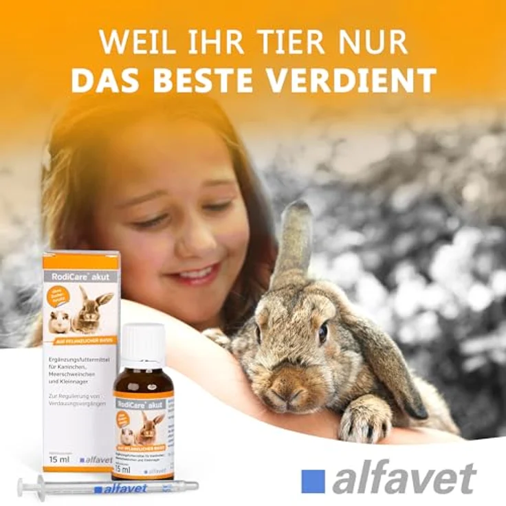 Alfavet RodiCare akut Ergänzungsfuttermittel zur Regulierung der Verdauung, 15ml Glasflasche mit Dosierspritze für Kaninchen, Meerschweinchen und Kleinnager – Bild 5