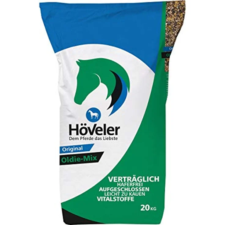 Höveler Original Oldie-Mix, Pferdefutter für ältere Pferde, 20 kg, energiereich ohne Hafer mit hohem Flockenanteil – Bild 2