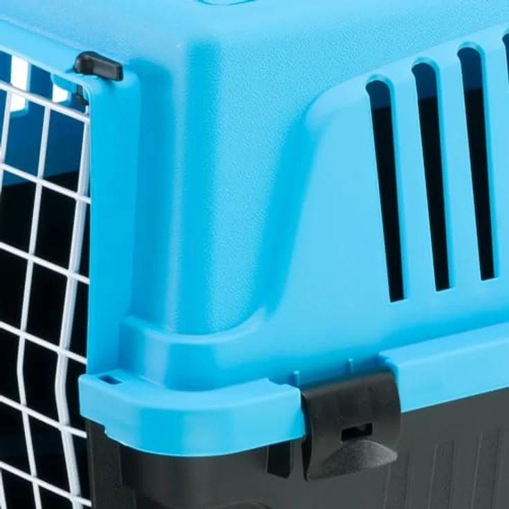 Ferplast ATLAS 20 EL, Transportbox für Katzen und kleine Hunde bis 8 kg, Hartschale mit plastifizierter Eisentür und Lüftungsschlitzen, 37 x 58 x H 32 cm, Hellblau – Bild 5