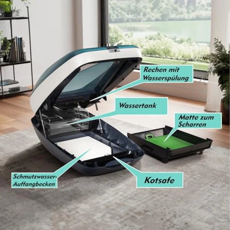 Rohrschneider Katzentoilette selbstreinigend mit Wasserspülung - Autonome Katzentoilette mit Geruchskontrolle, in eleganter Farbe erhältlich – Bild 2