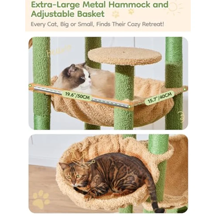 Taoqimiao 193cm Kratzbaum XXL, Multi-Level Katzenbaum für große Katzen mit 3 Plattformen und Sisal-Kratzpfosten, MS047T – Bild 5