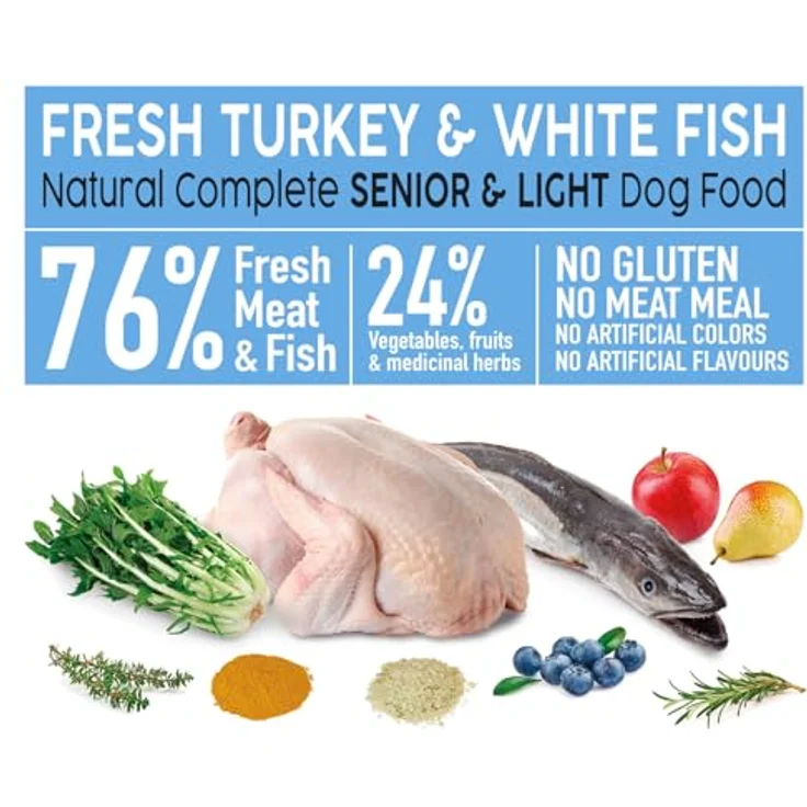 Arquivet Fresh Senior Light, Halbfeuchtes Hundefutter mit 50% Truthahn & 26% Weißfisch, glutenfrei, 10kg – Bild 2