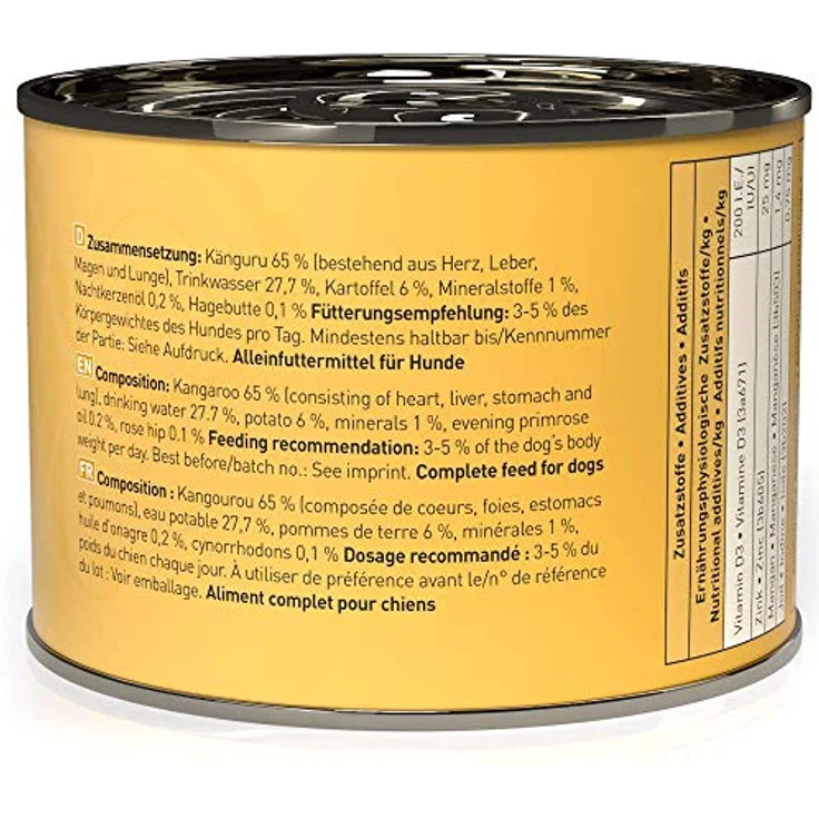 Dogz finefood Hundefutter nass N° 6 Känguru, getreidefrei & zuckerfrei, hoher Fleischanteil, 6 x 200 g Dose – Bild 3
