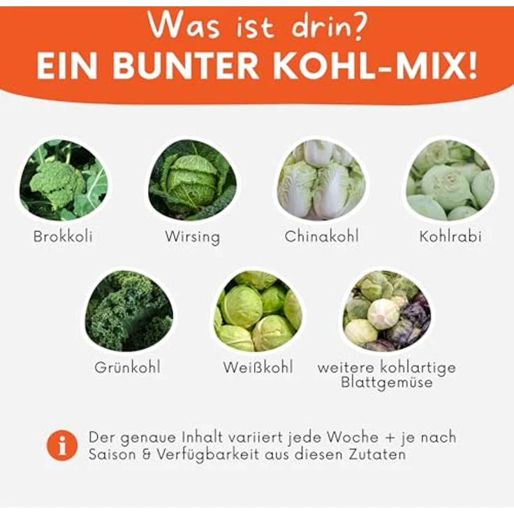 Knollenliebe Kohl-Lover Kleintierbox 3 kg, Frischfutter-Mischung aus Wirsing, Chinakohl, Brokkoli & Kohlrabi-Blättern für Kaninchen und Meerschweinchen – Bild 2