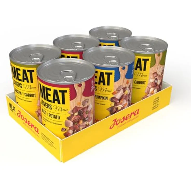 Josera Meat Lovers Menu Multipack, Nassfutter für Hunde mit 65 % Fleischanteil, getreidefrei, Alleinfuttermittel, 6x400g – Bild 1