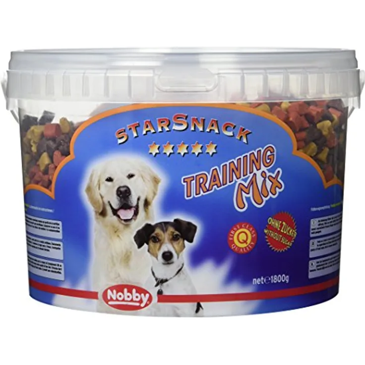 Nobby STARSNACK Training Mix für Hunde, 1 Eimer (1800 g), mit Geflügel, Lamm und Lachsöl, zuckerfreier Snacks