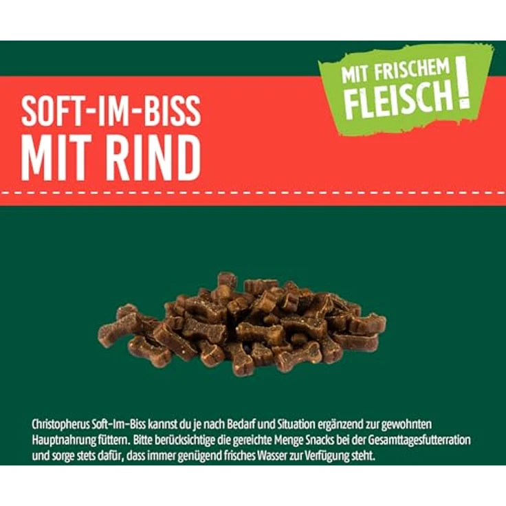 Christopherus Snacks Soft-Im-Biss mit Rind, Getreidefreier, hypoallergener Hundesnack ohne Zuckerzusatz, 125 g – Bild 5