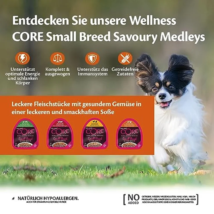 Wellness CORE Small Breed Savoury Medleys, Hundefutter nass für kleine Hunde, Butcher Selection Mix, getreidefrei, 6 x 85 g, mit hohem Fleischanteil – Bild 3