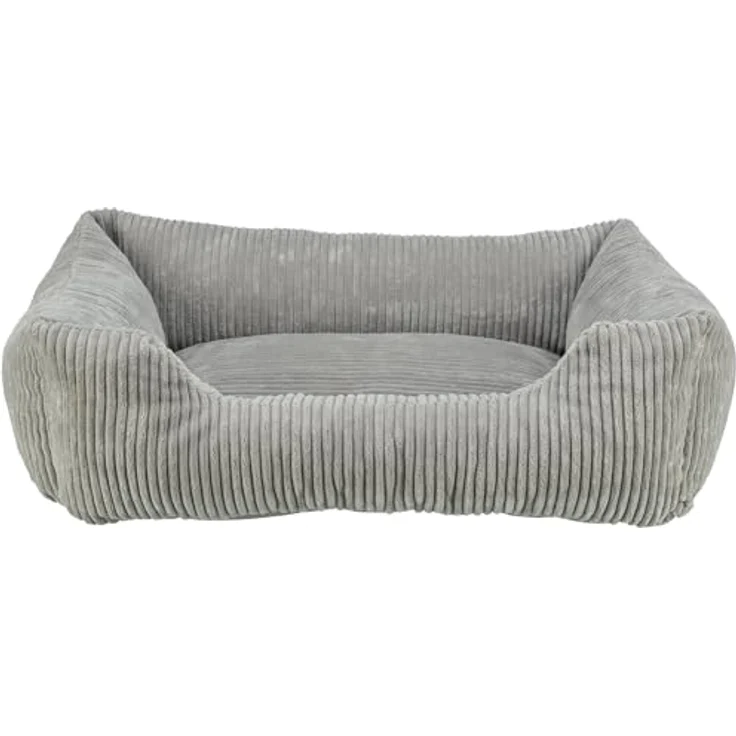 TRIXIE Tierbett Vital Bett Jonna grau für Hunde, Schaumstoffflocken-Füllung, integriertes Kissen, abnehmbarer Bezug, rutschfester Boden – Bild 2
