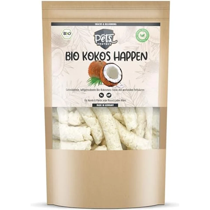 Pets Protect Bio-KOKOSHAPPEN 300 g | Natürliche, getreidefreie Leckerlis für Hund & Pferd | Vegan & ohne künstliche Zusätze | Bio-Qualität aus Deutschland – Bild 1