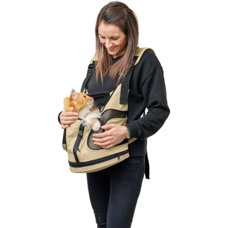 HUNTER Rucksack/Tragetasche Kangaroo, für kleine Hunde bis 6 kg, beige, L 30 x B 20 x H 30 cm, waschbar, mit Nylongurt und gepolsterten Schulterriemen – Bild 9