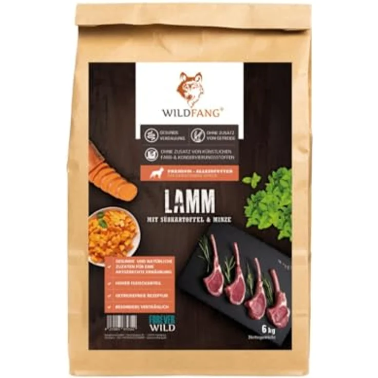 Wildfang® Hundefutter - Trocken - Getreidefreies Premiumfutter mit 50 % Lamm, Süßkartoffel & Minze (2 kg) – Bild 1