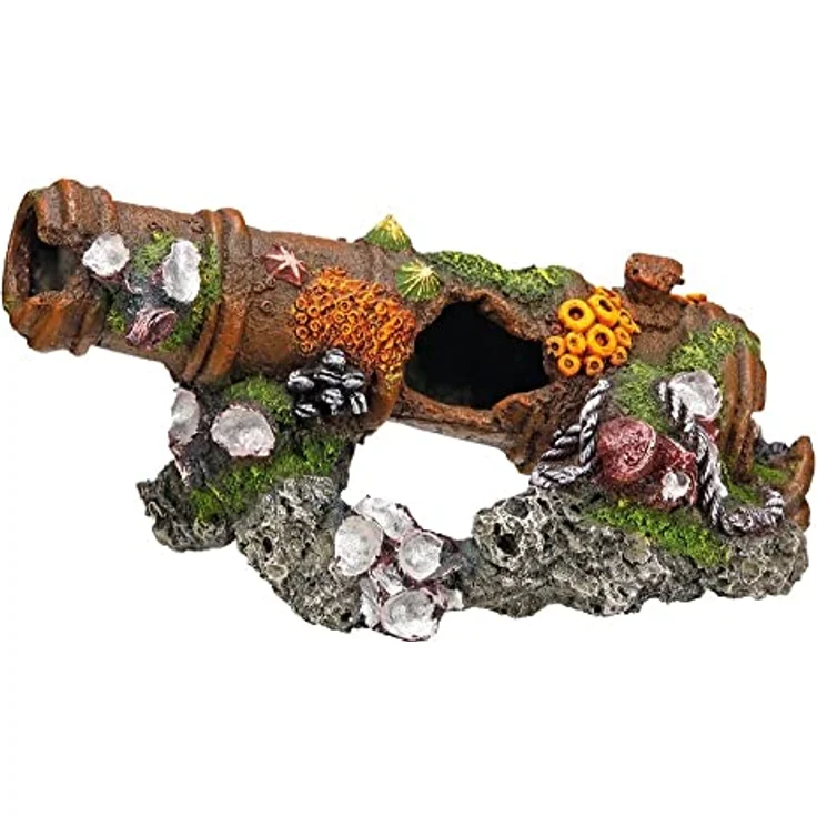 Nobby Aqua Ornaments Kanone, ungiftige Aquarien-Dekoration für Süß- und Salzwasser, 24 x 11,5 x 11,5 cm