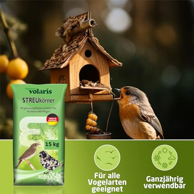 Eggersmann volaris Vogelfutter Wildvögel ganzjährig, 15 kg Streukörner – Nährstoffreiches Futter für alle Vogelarten – Optimal für Gartenvögel – Made in Germany – Bild 2
