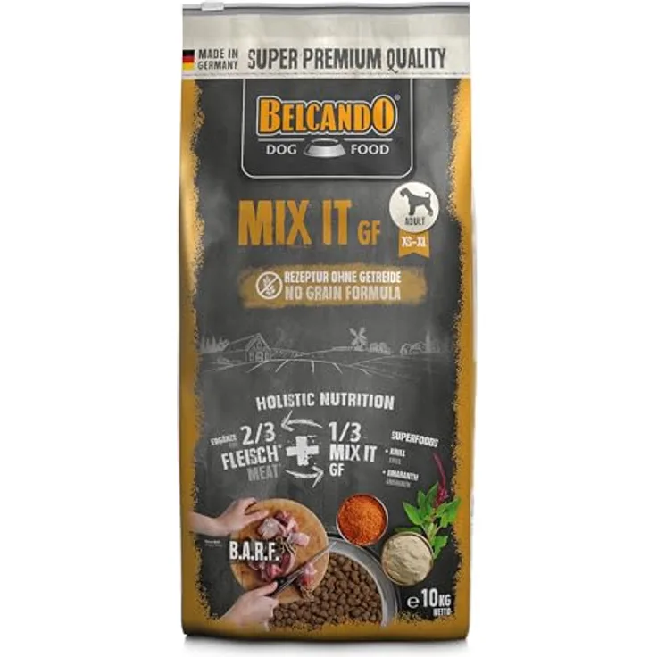 BELCANDO Mix It GF [10 kg] Ergänzungsfutter für Hunde, getreidefreies Trockenfutter zur Ergänzung von Fleischfütterung & BARF, hohe Qualitätsstandards, glutenfrei