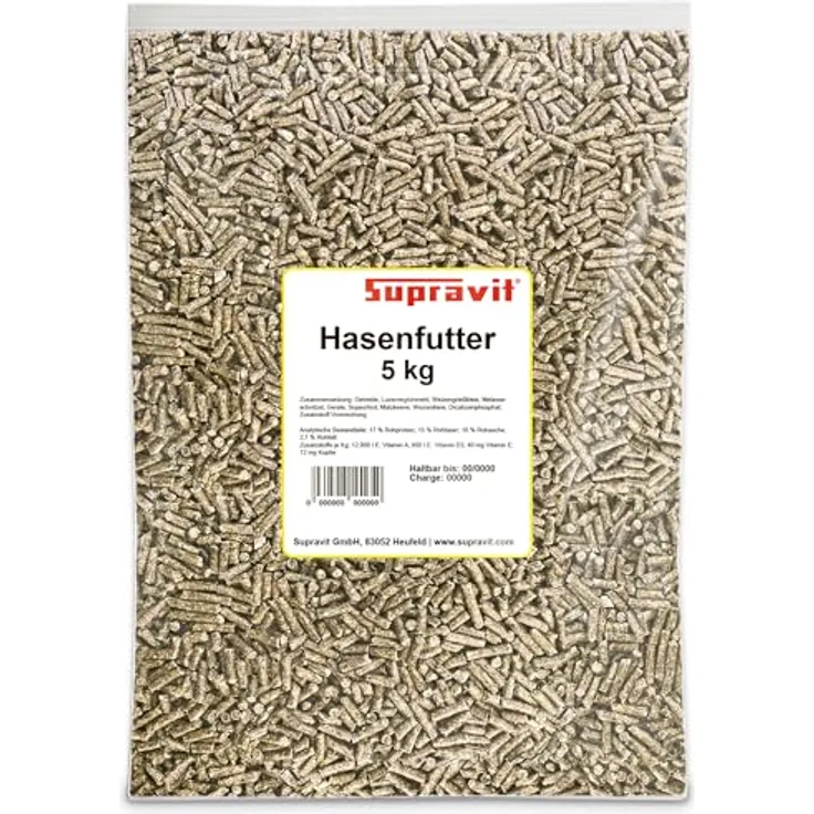 Supravit Hasenfutter & Kaninchenfutter 5kg, Alleinfutter für Zwergkaninchen, Kaninchen & Hasen, ideal als Zucht- und Aufzuchtfutter, mit wichtigen Nährstoffen für ein gesundes Leben