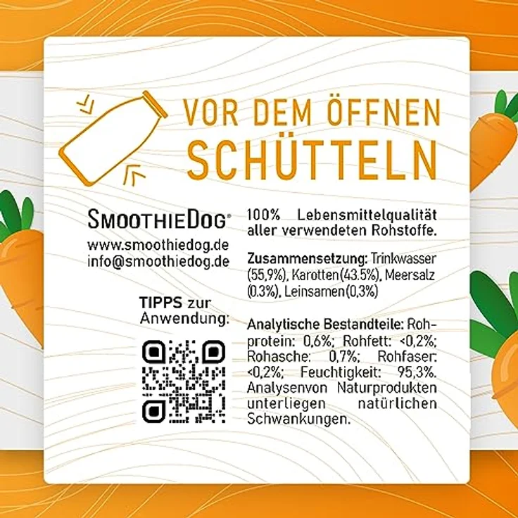 SmoothieDog Hunde Smoothie 6er Mix, Immunio (Rind) & Morosuppe, zucker- & glutenfrei, 6 x 250ml – Bild 5