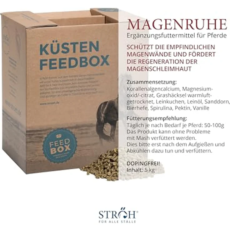 STRÖH Magenruhe Pferd, Mineralfutter für Magen, Darm & Verdauung, 5kg Feedbox, mit Bierhefe, Sanddorn & Vanille – Bild 2