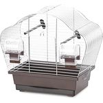 duvoplus Natural Beta Mini Vogelkäfig, 36,5 x 20 x 34 cm, braun/zink, mit Futternapf, Tränke und 2 Sitzstangen, leicht zu reinigen