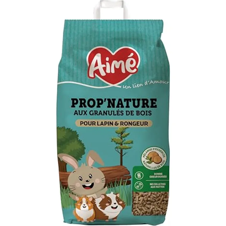 Aimé Prop'nature Einstreu, 10 l, ultra-saugfähiges, biologisch abbaubares Kleintierstreu mit geruchsabsorbierender Wirkung