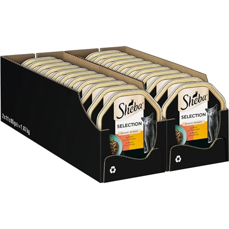 Sheba SHEBA Schale Nassfutter für Katzen Selection in Sauce, mit Rind und Truthahn, 2 x 11 x 85g, ohne künstliche Farb- und Konservierungsstoffe – Bild 1