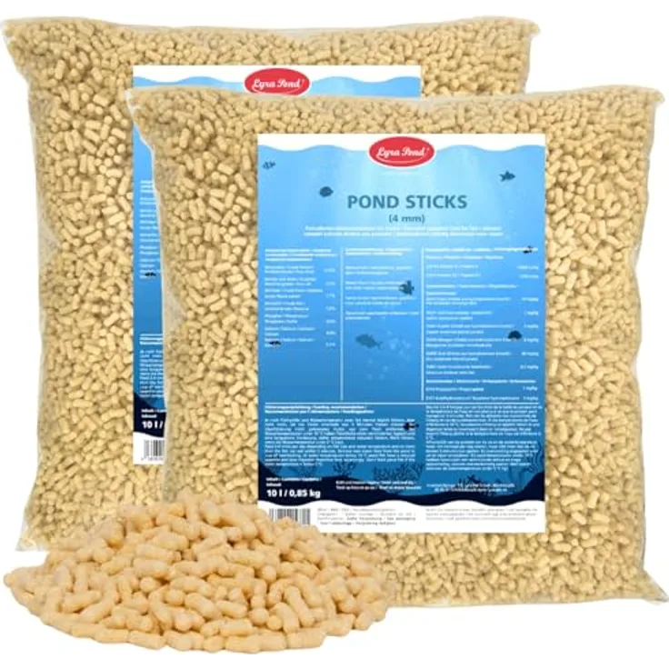 Lyra Pond® 2 x 10 L Pond Sticks Fischfutter schwimmend für Teichfische, artgerechte Zusammensetzung, 1,7 kg