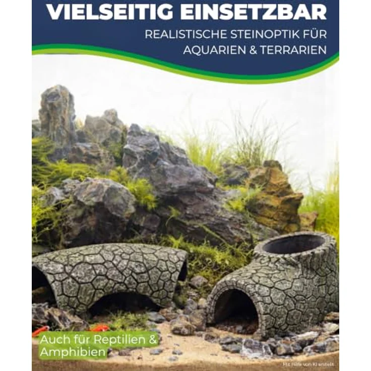HOBBY Aquariendeko Cracked Rock Cave 1, naturgetreue Höhle aus wasserneutralem Polyresin für Aquarium und Terrarium, 17 x 8.5 x 5 cm – Bild 4