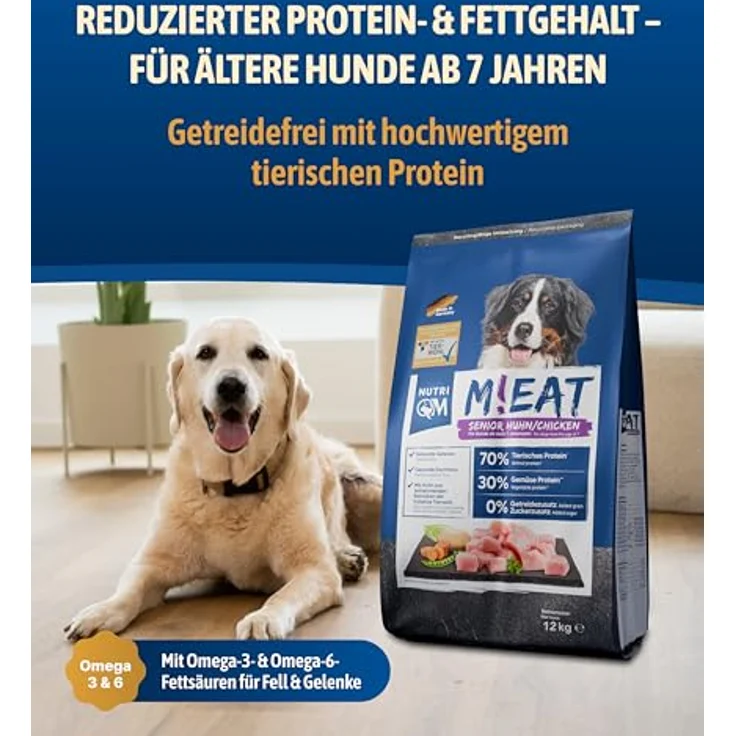 NutriQM M!EAT Senior Hundefutter trocken, getreidefrei, 12 kg, mit Tierwohl-Siegel, reduziert in Fett & Protein, besonders gut verträglich, Made in Germany – Bild 3