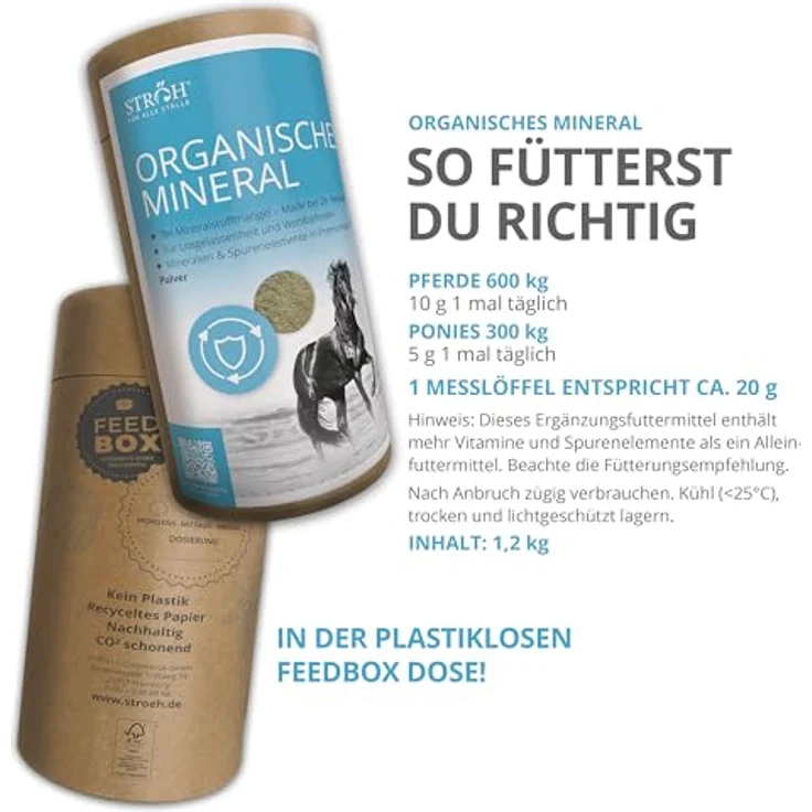 STRÖH Organisches Mineral für Pferde (1,2 kg) • Mineralfutter mit Calcium, Eisen, Kupfer, Kobalt, Mangan & Magnesium – Bild 4