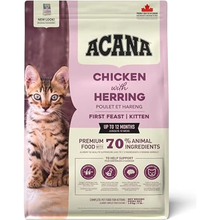 ACANA Cat First Feast, Katzen-Trockenfutter für Kitten mit Huhn und Hering, 1,8kg