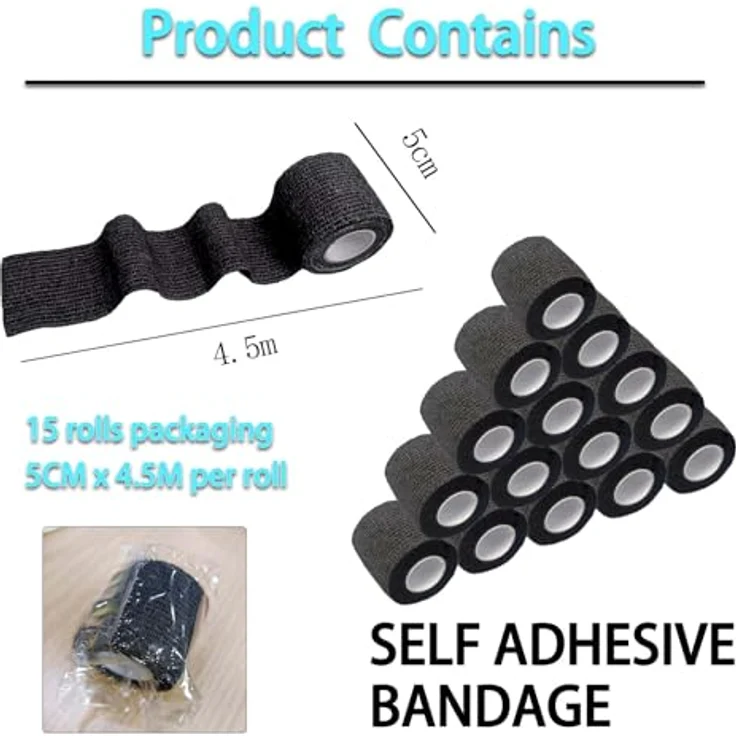 NELLHOMY 8 Rollen Selbstklebende Verband Bandage, 5cm x 4,5m, Elastische Fixierbinde für Sport und Haustiere, atmungsaktiv und reißbar – Bild 4