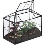 Relaxdays Modernes Pflanzenterrarium Glas, Deko-Hausform für Sukkulenten und Moos, 20 x 24,5 x 13,5 cm