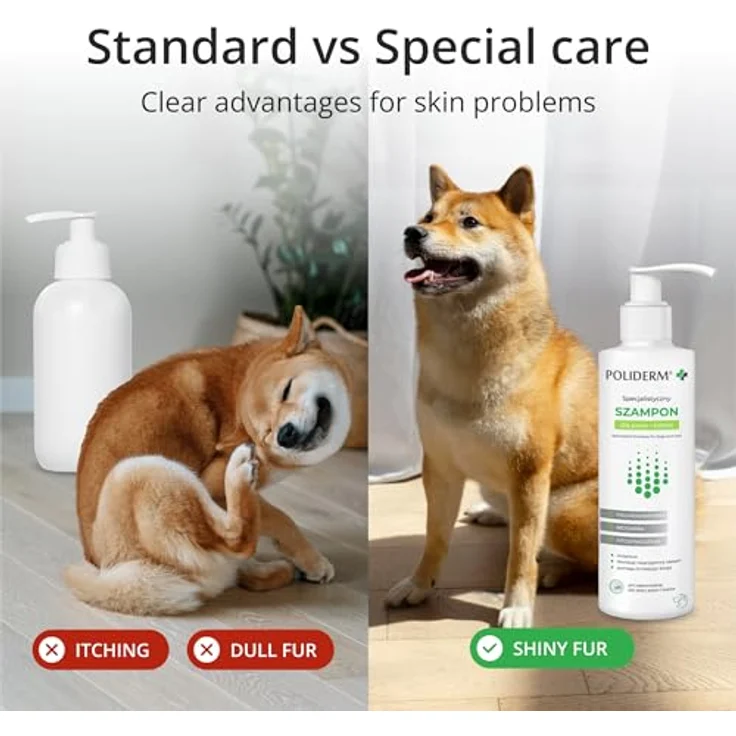 Poliderm Hundeshampoo sensitiv, medizinisches Shampoo gegen Juckreiz & Schuppen für Hunde & Katzen mit Polyhexanidin, Bioschwefel, Phytosphingosin – 250ml – Bild 3
