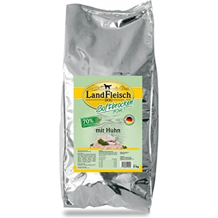 Landfleisch Dog Softbrocken mit Huhn, Alleinfuttermittel für ausgewachsene Hunde, 70% Frischgeflügel, 5 kg – Bild 3
