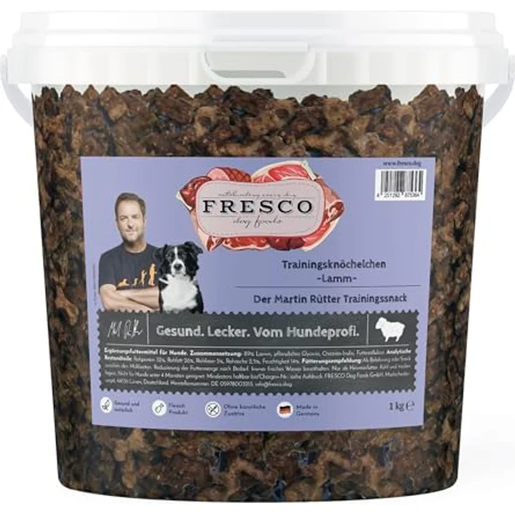 Fresco Dog Martin Rütter Trainingsknöchelchen Lamm 1kg, getreidefrei & hypoallergen mit 89% Frischfleisch, geruchs- & fettarm, ideale Hundeleckerli fürs Hundetraining – Bild 1