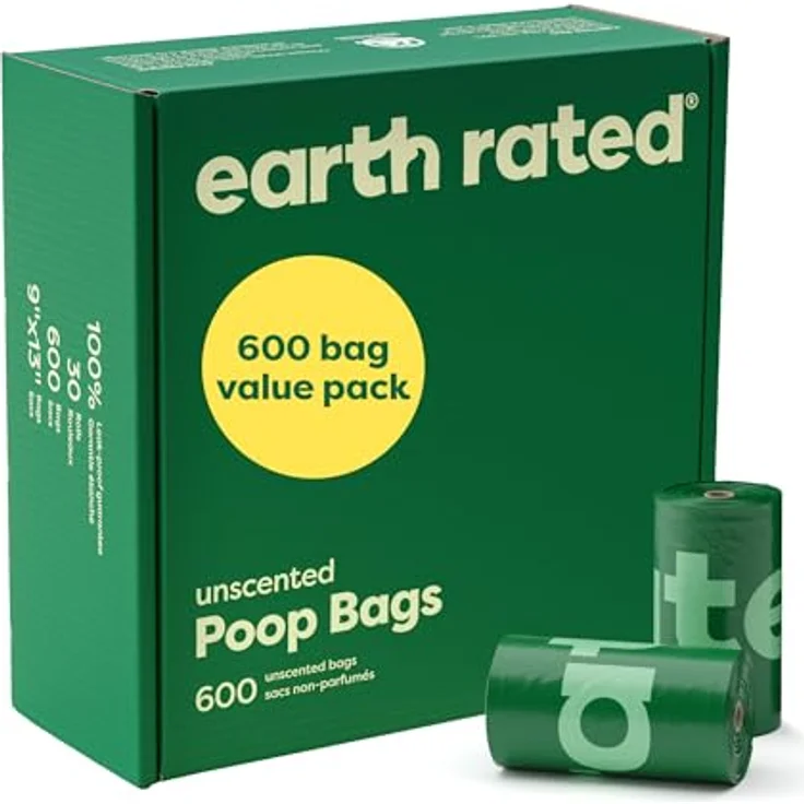 Earth Rated Hundekotbeutel Vorteilspackung, robuster und geruchloser Kotbeutel für Hunde, 600 Stück, 100% auslaufsicher – Bild 1