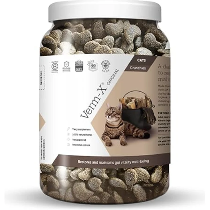 Verm-X Herbal Crunchies für Katzen, 1 kg Tub, 100% natürlich, für gesunde Verdauung, unisex, klar – Bild 4