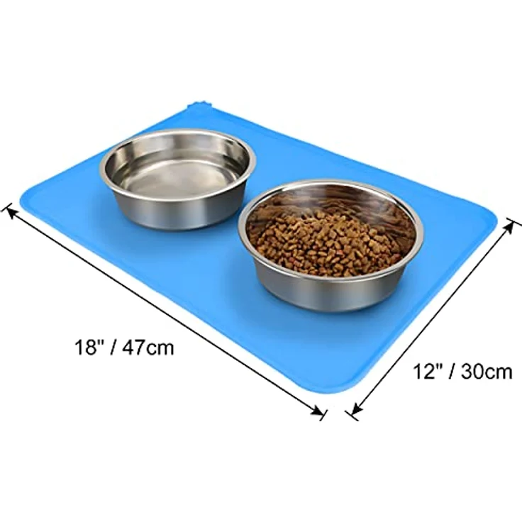Joytale Silikon-Futtermatte für Hunde, rutschfest und wasserdicht mit erhöhtem Rand, 47 x 30 cm, Blau – Bild 2