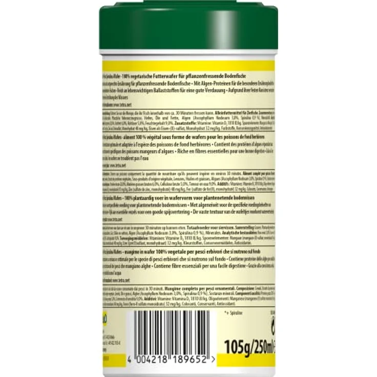 Tetra Pleco Algae Wafers, 100% pflanzliches Premiumfutter für algenweidende Bodenfische, 250 ml Dose – Bild 2