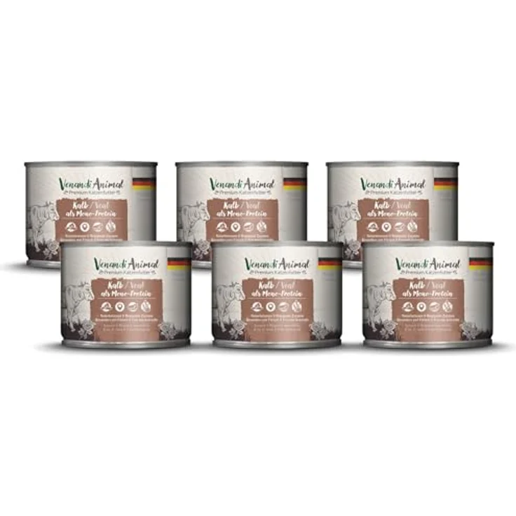 Venandi Animal Premium Katzenfutter Kalb, Monoprotein Nassfutter, getreidefrei und naturbelassen, 6er Pack (6 x 200g) – Bild 1