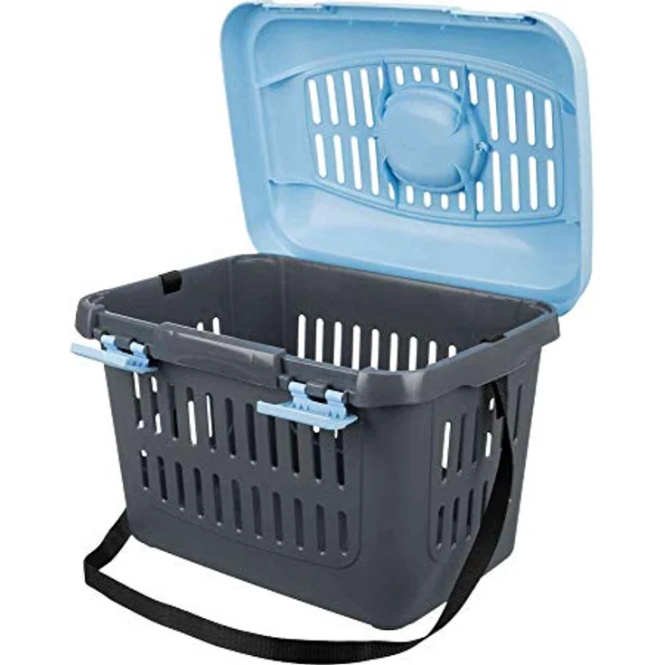 Trixie Transportbox Midi-Capri XS: 44 × 33 × 32 cm, hellgrau-blau – Bild 4