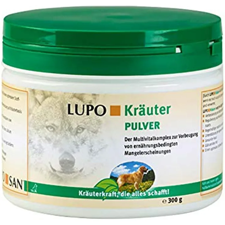 Luposan Kräuterpulver, Hunde Nahrungsergänzungsmittel zur Verbesserung der Nährstoffaufnahme, 300g