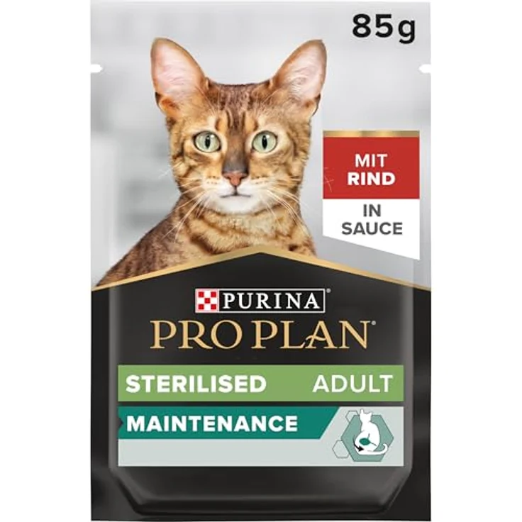 Pro Plan Sterilised, Hundefutter nass mit Rind, 26er Pack (26 x 85g) für kastrierte Katzen, Harnwegsgesundheit und Gewichtsregulation – Bild 1