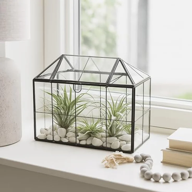 Relaxdays Modernes Pflanzenterrarium Glas, Deko-Hausform für Sukkulenten und Moos, 20 x 24,5 x 13,5 cm – Bild 4