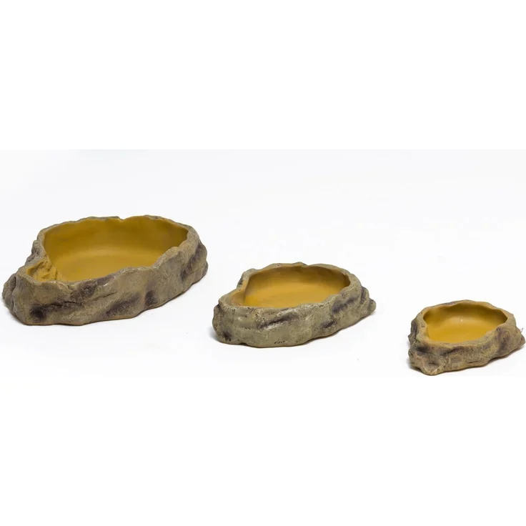 ReptiZoo Futterschale ERB10, natürliche Felsenoptik, beschichtet zur einfachen Reinigung, Größe small 10x15,5x3cm
